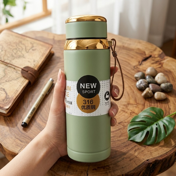 800ml Matte Stainless Steel Bottle Leak Proof Durable Hot Cold Water Bottle For Office Gym Travel | Cream