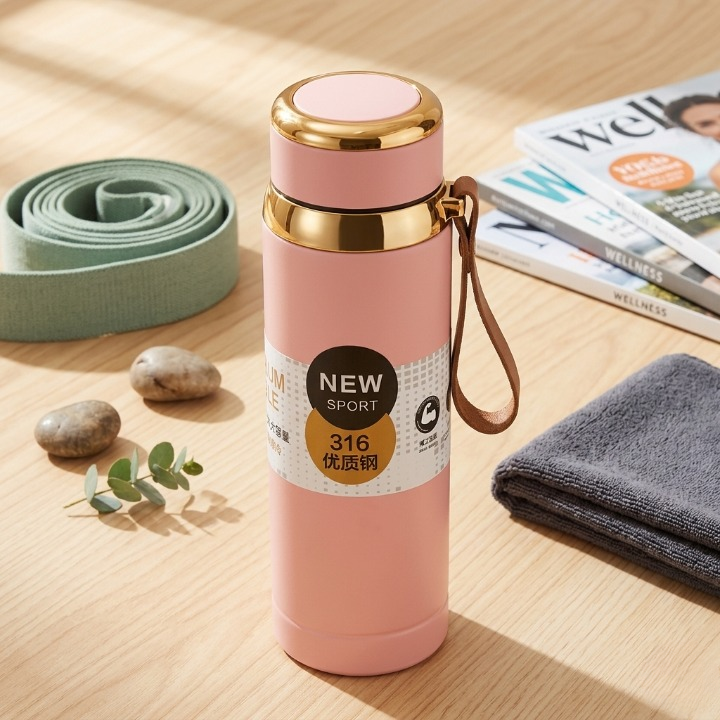 800ml Matte Stainless Steel Bottle Leak Proof Durable Hot Cold Water Bottle For Office Gym Travel | Cream