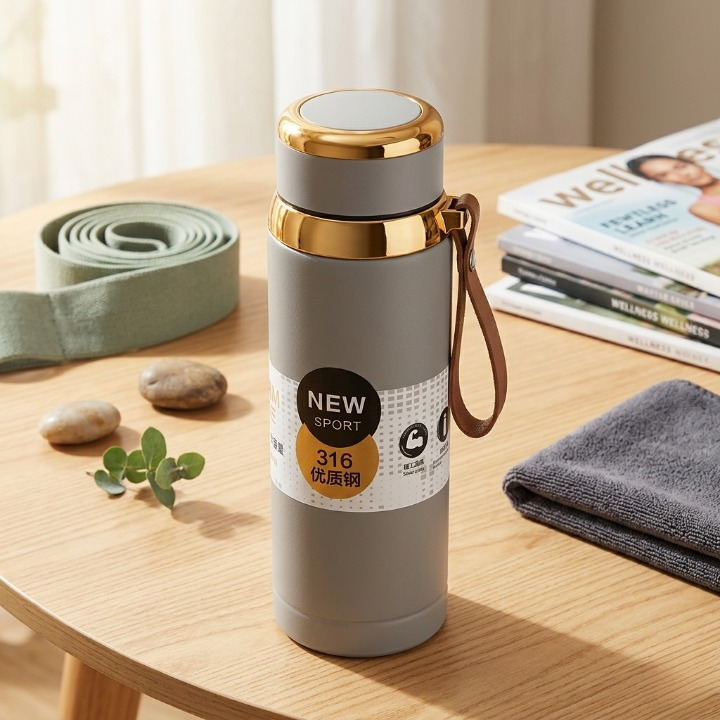 800ml Matte Stainless Steel Bottle Leak Proof Durable Hot Cold Water Bottle For Office Gym Travel | Cream