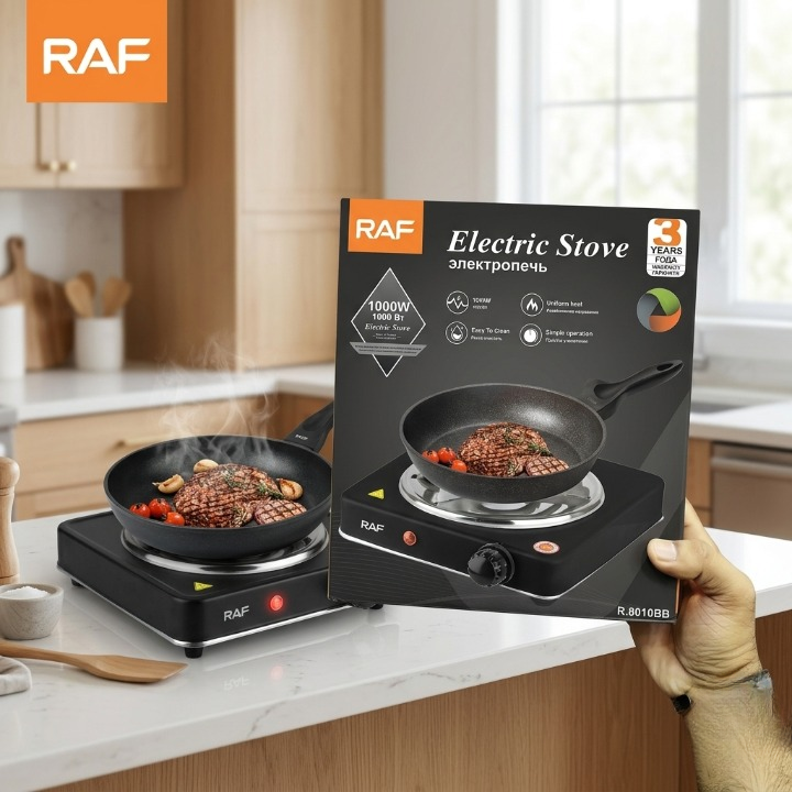 RAF 1000W Single Electric Stove – Portable Adjustable Temperature Control & Overheat Protection