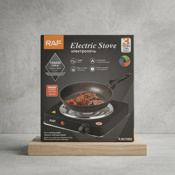 RAF 1000W Single Electric Stove – Portable Adjustable Temperature Control & Overheat Protection